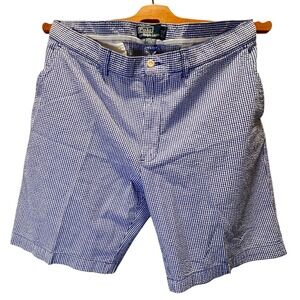 Polo Ralph Lauren Prospect Shorts Mens 36 Blue White Gingham Plaid Cotton